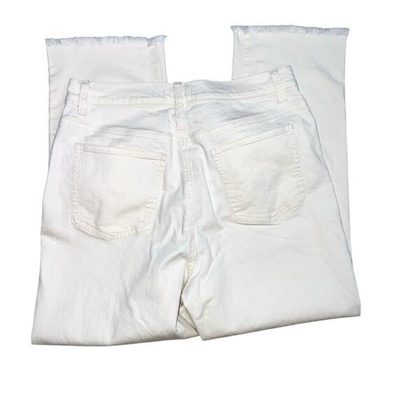 Eileen Fisher White Jeans Raw Fringe Hem Size Petite M 24” inseam - Picture 7 of 9